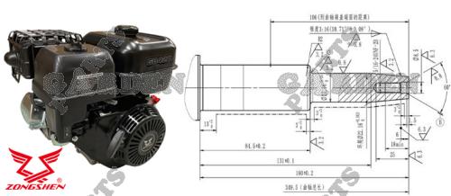 MOTOR ZONGSHEN GB420 420cc 13,0 kónický hřídel ELEKTRICKÝ STARTÉR